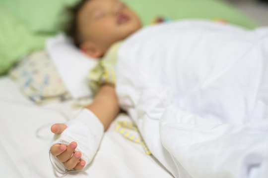 Boy sleeping in hospital