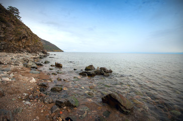Fototapeta na wymiar rocky coast of Lake Baikal.