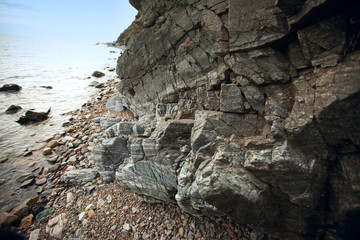 rocky coast of Lake Baikal.