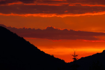 sunset view over the mountains