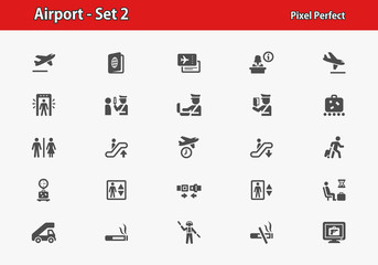 Airport Icons. Professional, pixel perfect icons optimized for both large and small resolutions. EPS 8 format.