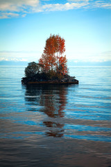 Island on Lake Baikal in the autumn.