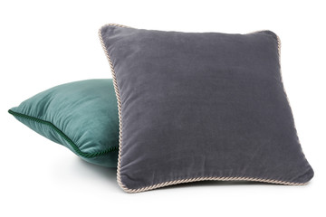 grey and green pillows - obrazy, fototapety, plakaty