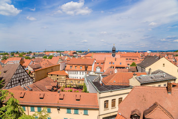 Obraz premium Bamberg. Tile roofs of the ancient city. Historic city center of Bamberg is a listed UNESCO world heritage site 