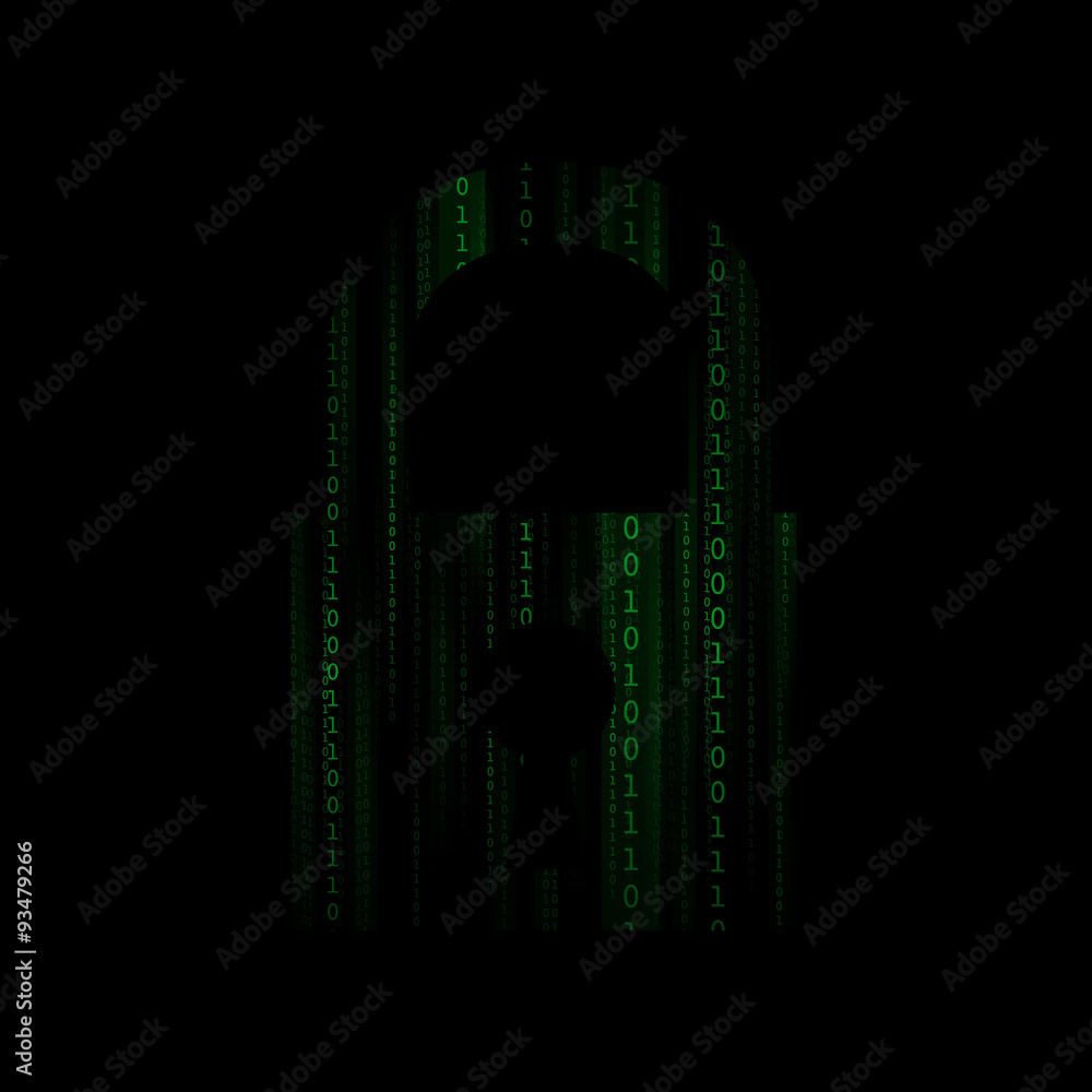 Poster vector : binary number in lock on black background