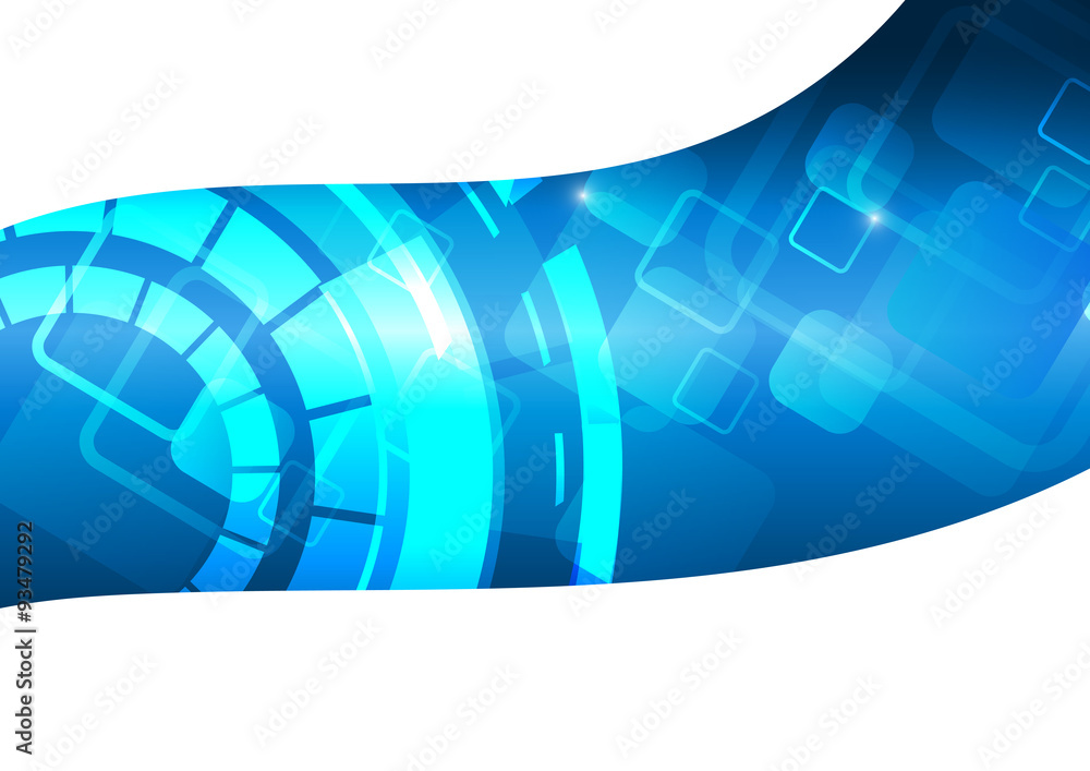 Poster vector : abstract square and circle with blue background