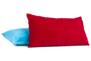 red and blue pillows