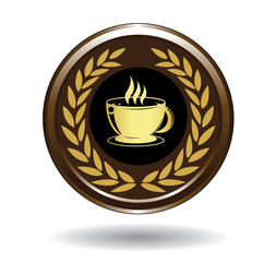 Golden coffee cup icon