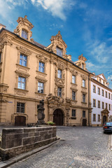 Fototapeta na wymiar Bamberg. Beautiful facade of a historic building. Historic city center of Bamberg is a listed UNESCO world heritage site