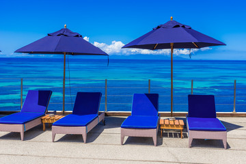 Sunbed on tropical beach