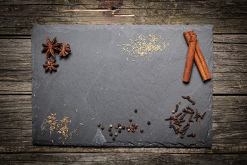 Stone board with different spices