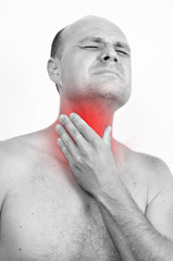 Naklejka premium Man with a sore throat