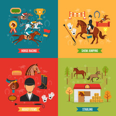 Fototapeta premium Horse Riding Design Concept Set 