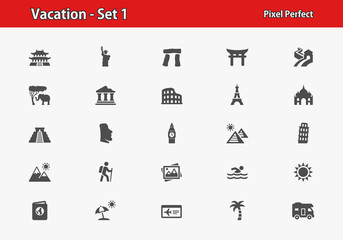 Vacation Icons. Professional, pixel perfect icons optimized for both large and small resolutions. EPS 8 format.