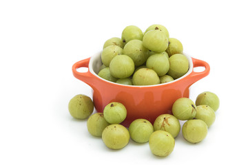 Fresh Indian gooseberry on white background
