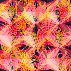 Abstract seamless pattern with floral elements