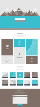 Flat One Page Website Template vector