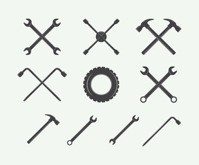 Vintage mechanic label, emblem, logo and design elements