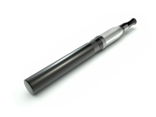Electronic cigarette isolated on white background. Black color.