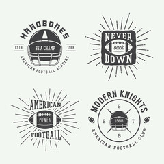 Set of vintage rugby and american football labels, emblems and l