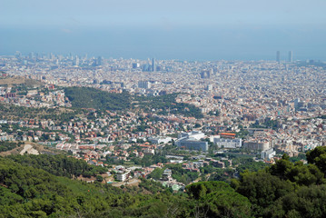 Blick vom Tibidabo auf Barcelona, Spanien