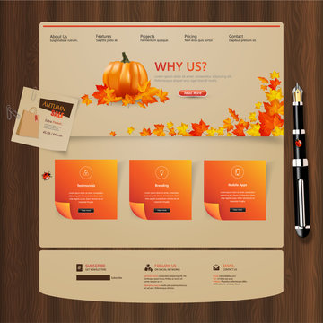 Autumn theme website template design vector