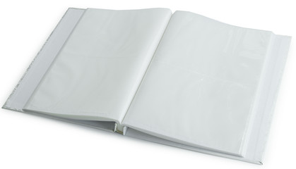 Opened photoalbum with blank pages 