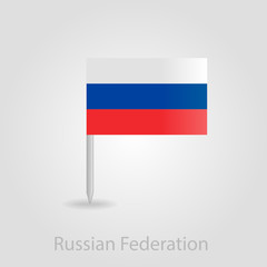 Russian flag pin map icon, vector illustration