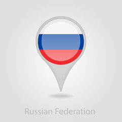 Russian flag pin map icon, vector illustration