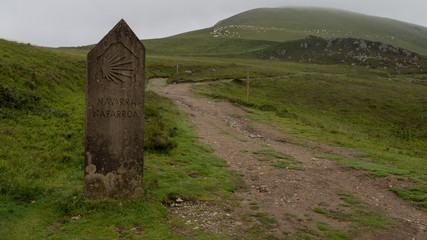 Border Stone between France and  Spain (Navarra), Camino de Santiago