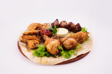 roasted meat with vegetables and potato