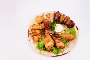 roasted meat with vegetables and potato