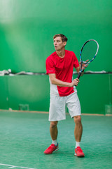 Professional tennis player have a training