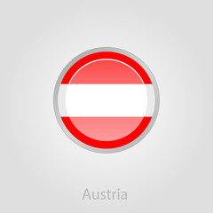 Austria flag button, vector illustration