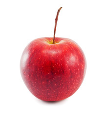 Red juicy apple on white background
