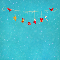 Pastel Christmas festive background with birds and gifts