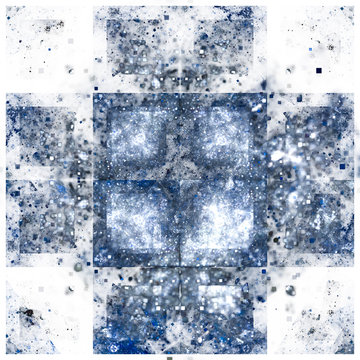 Fraktale Quadrate auf wei&szlig;em Grund