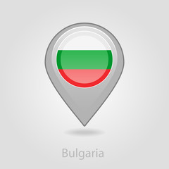 Bulgaria flag pin map icon, vector illustration