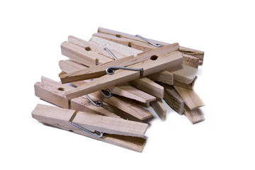 clothespins isolated wooden