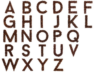 Alphabet out of coffee beans