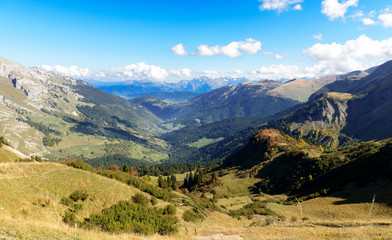 Autumn mountain landscape in the French Alps