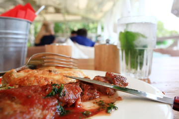 table setting in cafe