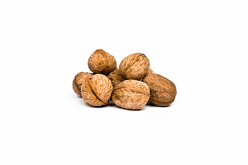 Walnuts on a white background