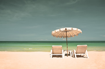 Beach chairs with umbrella