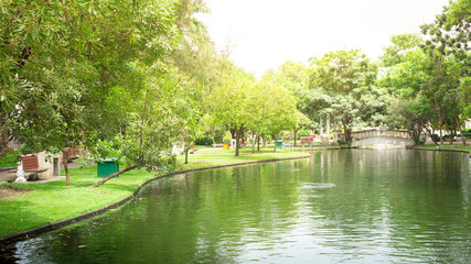 Fototapeta na wymiar Buak Haat public park is central Park of Chiang Mai, Thailand