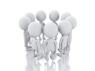3d white person, joining a group of people in a circle.