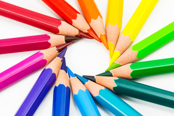 Naklejka premium colorful rainbow background with pencils