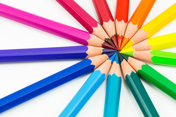 colorful rainbow background with pencils
