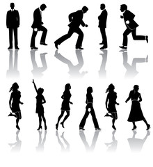 Assorted Businesspeople, both men and women in silhouette