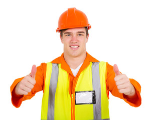 young contractor giving thumbs up